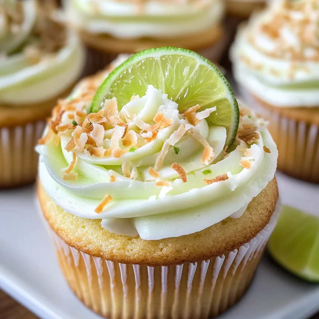 Coconut Cupcakes with Lime Buttercream Frosting