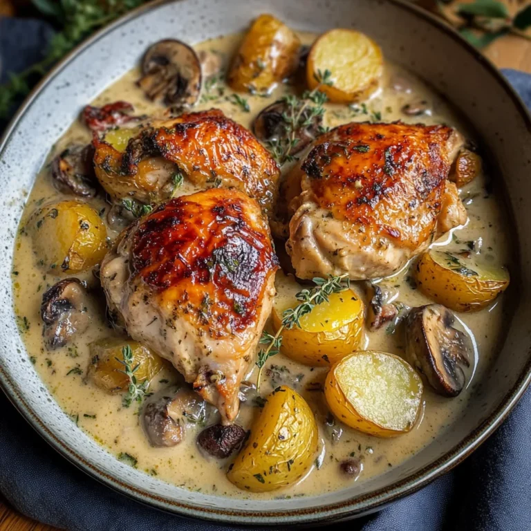 Herb Roasted Chicken in Creamy White Wine Sauce